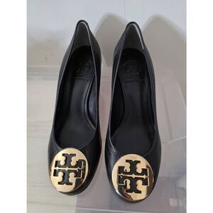 Tory Burch Sally Wedge Black Pumps W5.5 (2.5" heel)
